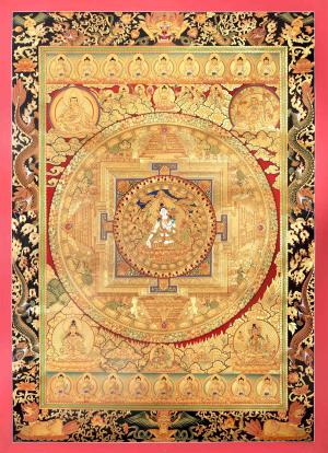 White Tara Mandala | Buddhist Thangka Painting | Himalayan Art for Decoration and Meditation